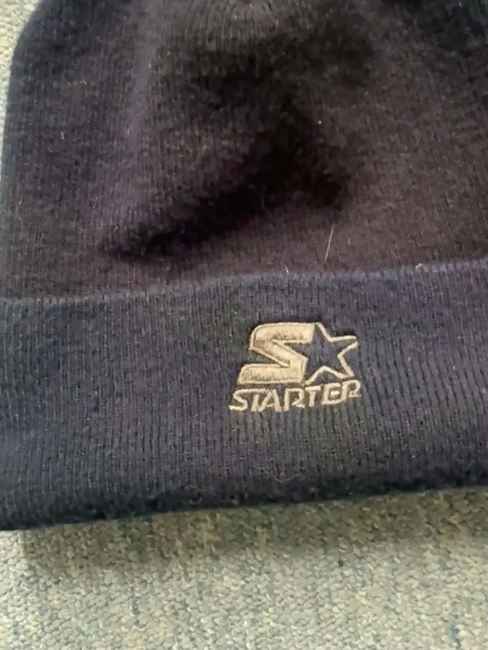 Starter Vintage Navy Blue Cuffed Knit Beanie Hat